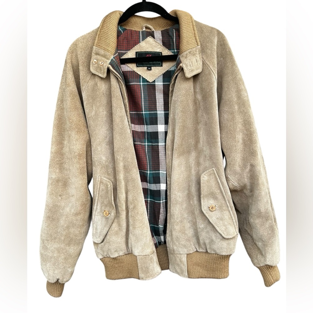 Vintage Abercrombie & Fitch Tan Suede Bomber Jacket